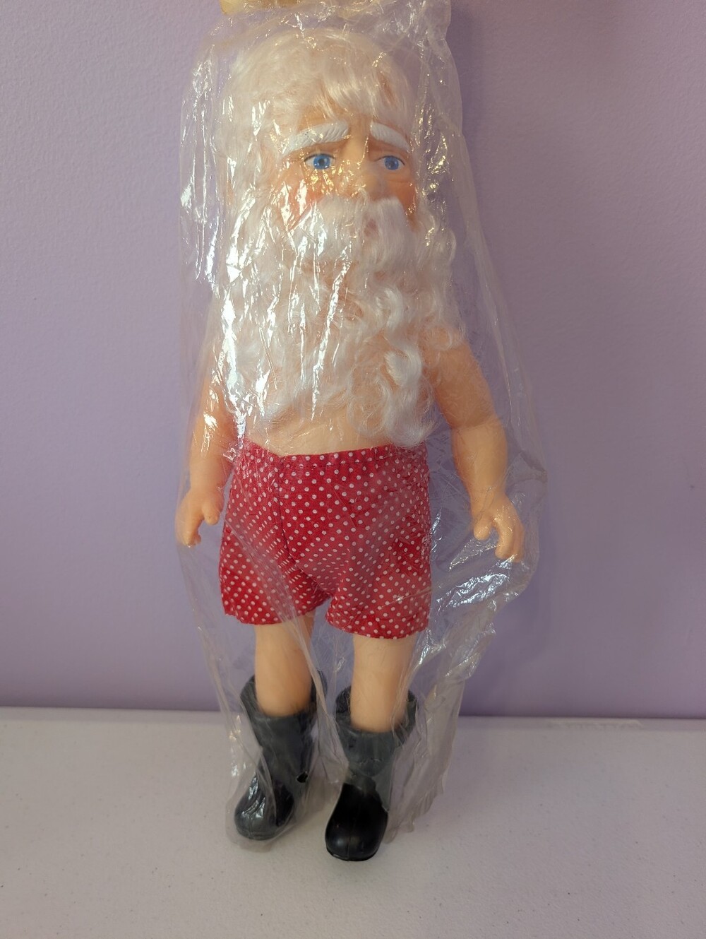 Craft Doll Santa 14” Doll with Black Boots Red Boxers White Beard Christmas NEW